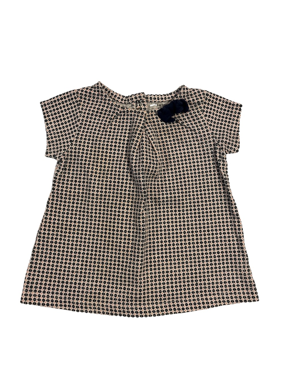 Carter's Navy and Cream Floral Dot Short Sleeve Top with Bow